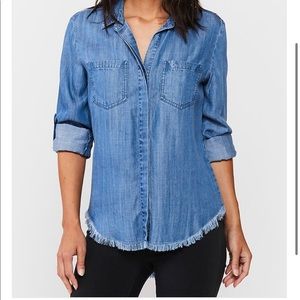 Velvet heart denim frayed top